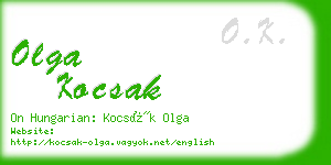 olga kocsak business card